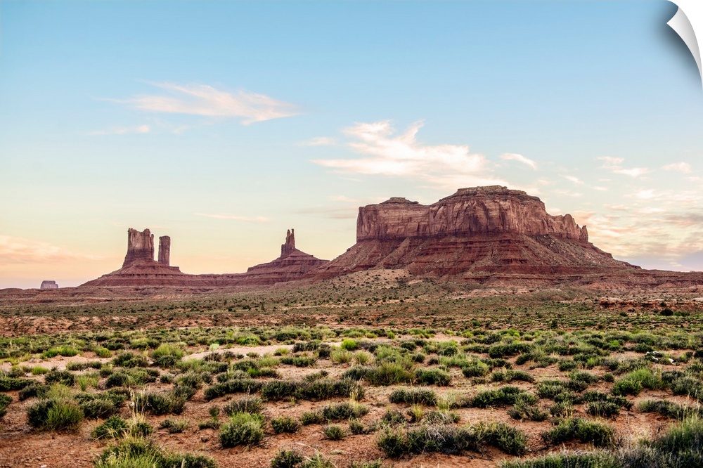 North view of Brighams Tomb and Stagecoach rock formation in Monument Valley, Utah.