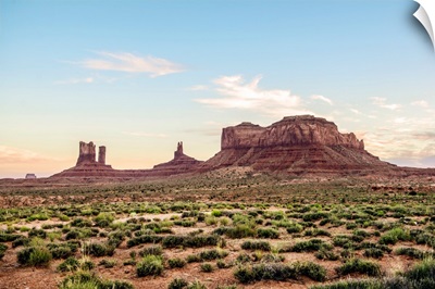 North View Of Brighams Tomb And Stagecoach Rock Formation, Monument Valley, Utah