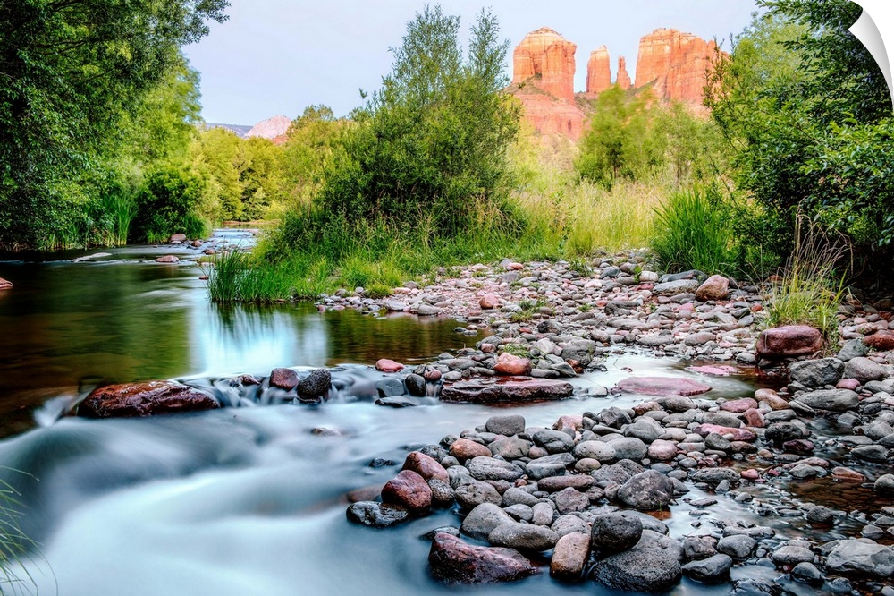 Oak Creek with Cathedral Rock in Sedona, Arizona.