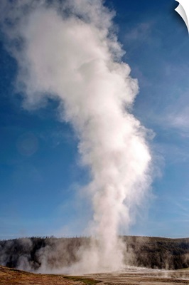 Old Faithful Erupted Geyser And Steam, Yellowstone National Park