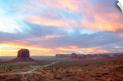 Pastel Sunrise Over Merrick Butte And John Ford Point, Monument Valley, Arizona