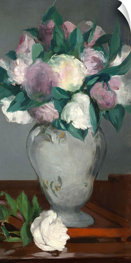 This picture belongs to a series of peonies that Manet painted in 1864-65. Reportedly his favorite flower, Manet grew peon...