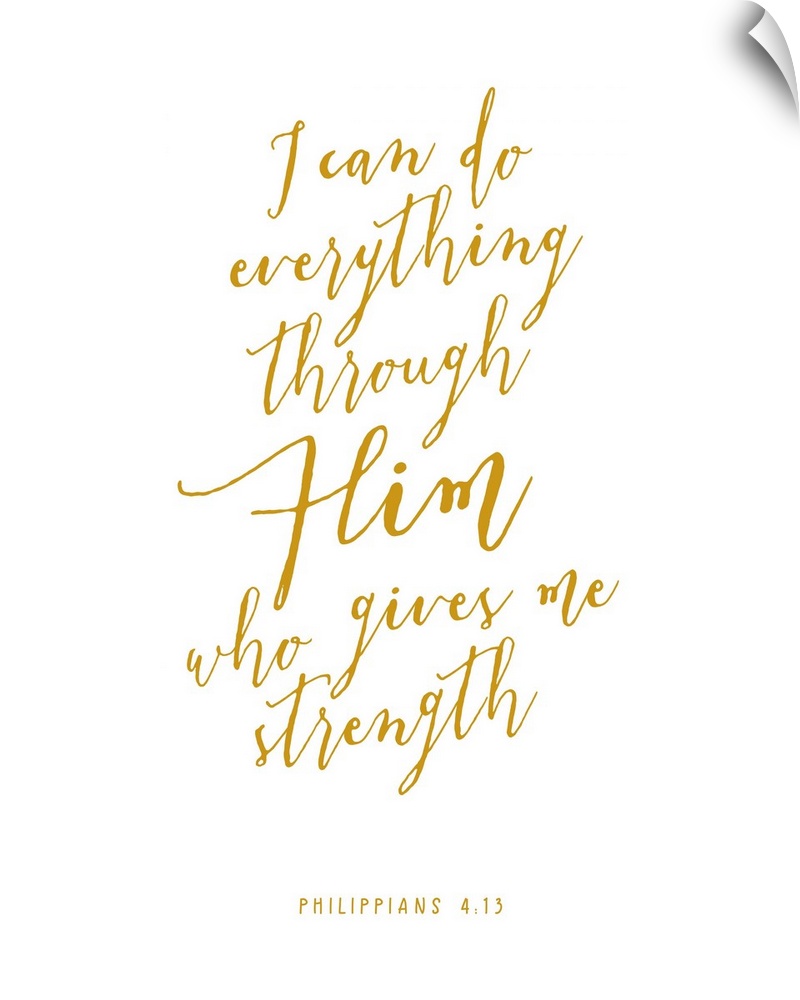 Handlettered Bible verse reading I can do everything through Him who gives me strength.