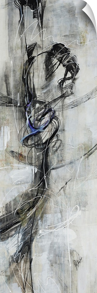 Figurative art work of a female dancer in various shades of black and gray.