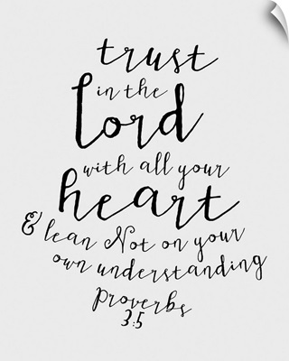 Proverbs 3:5 - Scripture Art in Black and White