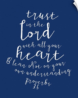 Proverbs 3:5 - Scripture Art in White and Navy