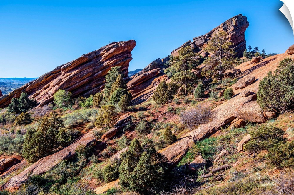 Photo of rising rocks along Red Rocks trail in Colorado.