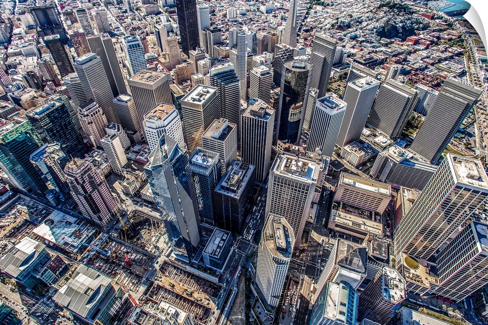 Aerial photography of skyscrapers in downtown San Francisco, California.