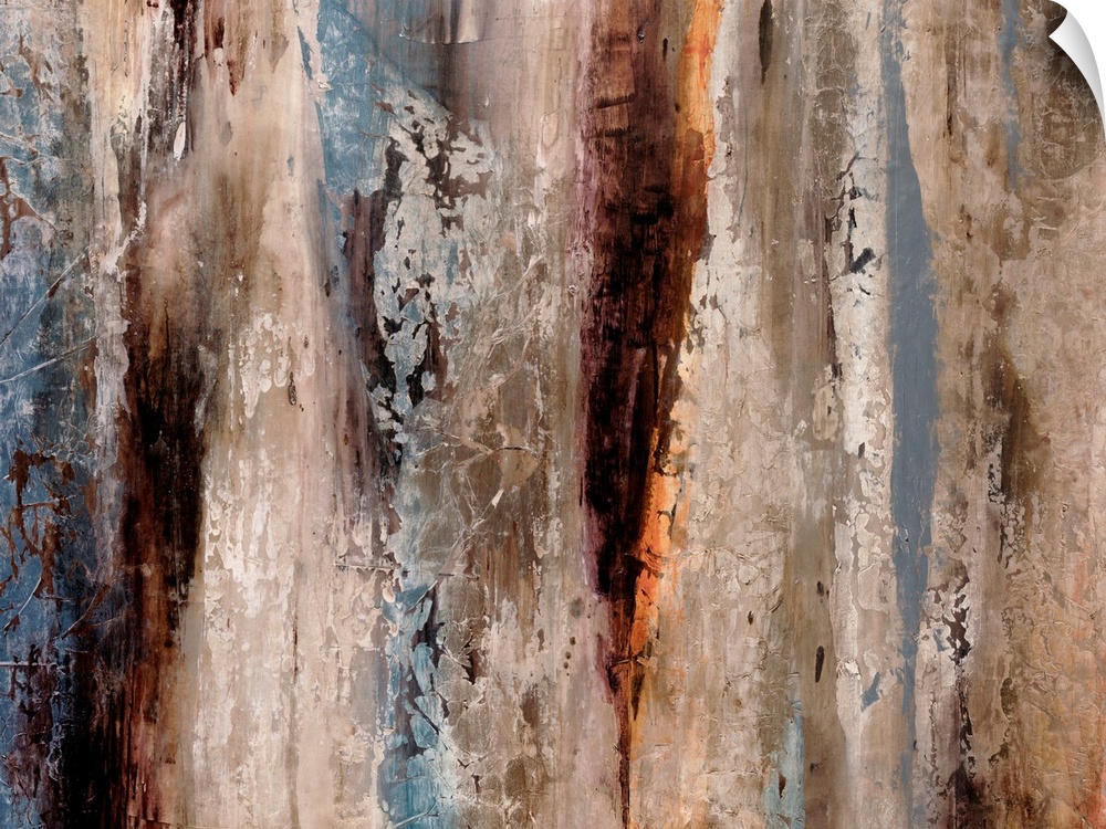 Big abstract art uses lots of jagged vertical lines to give this piece added texture and complexity.