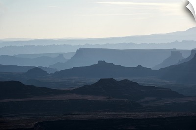 Silhouetted mesas at dawn, Canyonlands National Park, Utah