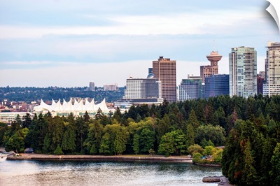 Stanley Park Seawall Path, Canada Place and Downtown Vancouver, British Columbia, Canada