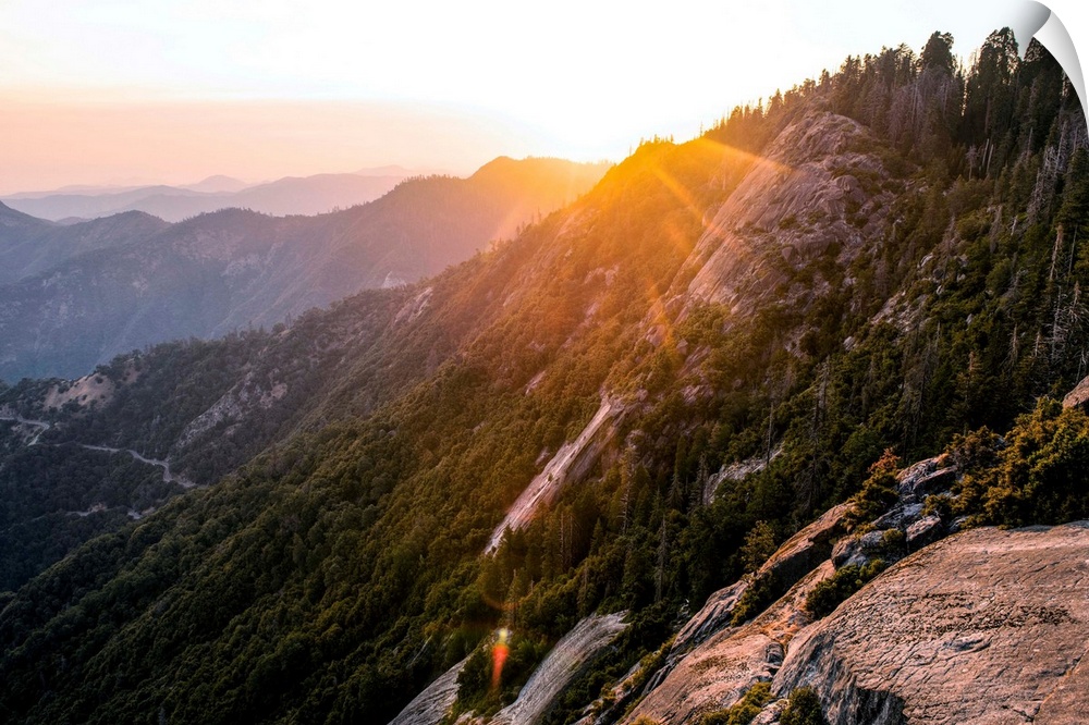 Sunset At Moro Rock Trail in Sequoia National Park, California.