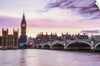 Sunset Over Big Ben, Westminster, London, England, UK