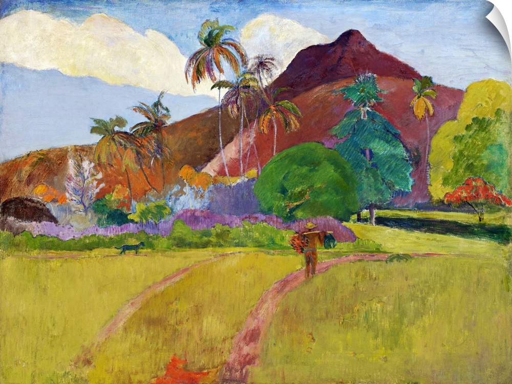Paul Gauguin's Tahitian Landscape (1891) famous painting.
