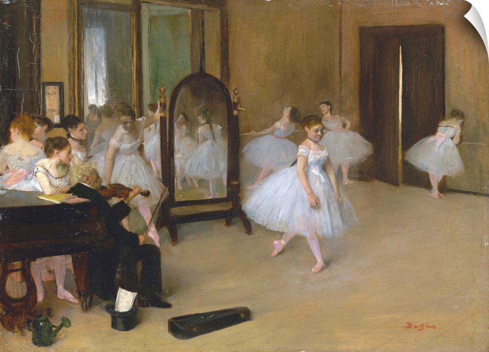 This is Degas's first depiction of a dance class. Because the artist did not yet have privileges to go backstage at the Pa...