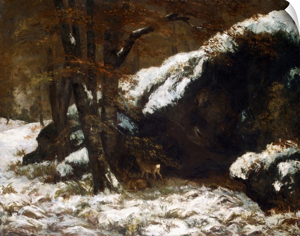 In the 1860s Courbet painted a series of snowscapes remarkable for their variegated paint handling and the contrast betwee...