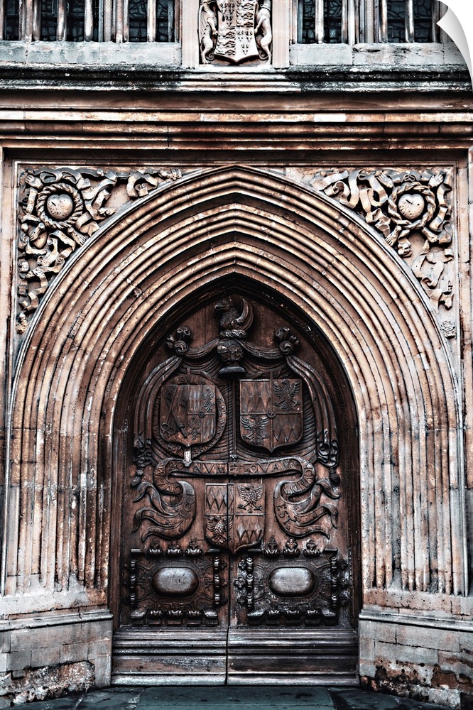 View of The West Door of a Parish Church in Bath, England.