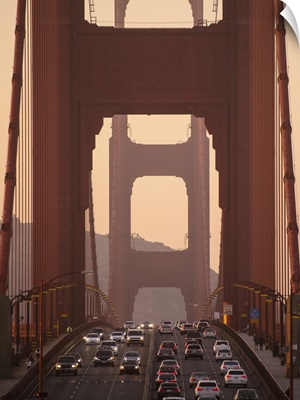 Traffic on the Golden Gate Bridge at Sunset