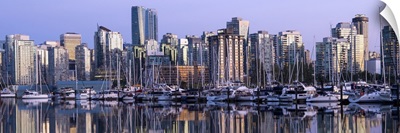 Vancouver, BC, Canada Skyline and Harbor Reflecting at Sunset - Panoramic