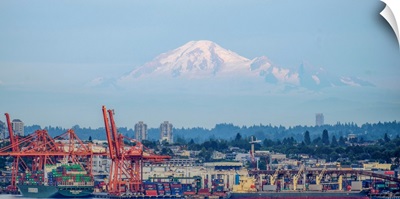 Vancouver Harbor With Mount Baker, Vancouver, British Columbia, Canada