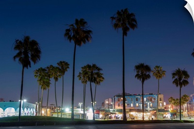 Venice Beach Boardwalk At Night
