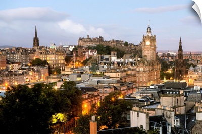 View of Edinburgh City Centre from Calton Hill, Scotland, UK