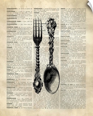 Vintage Dictionary Art: Spoon and Fork