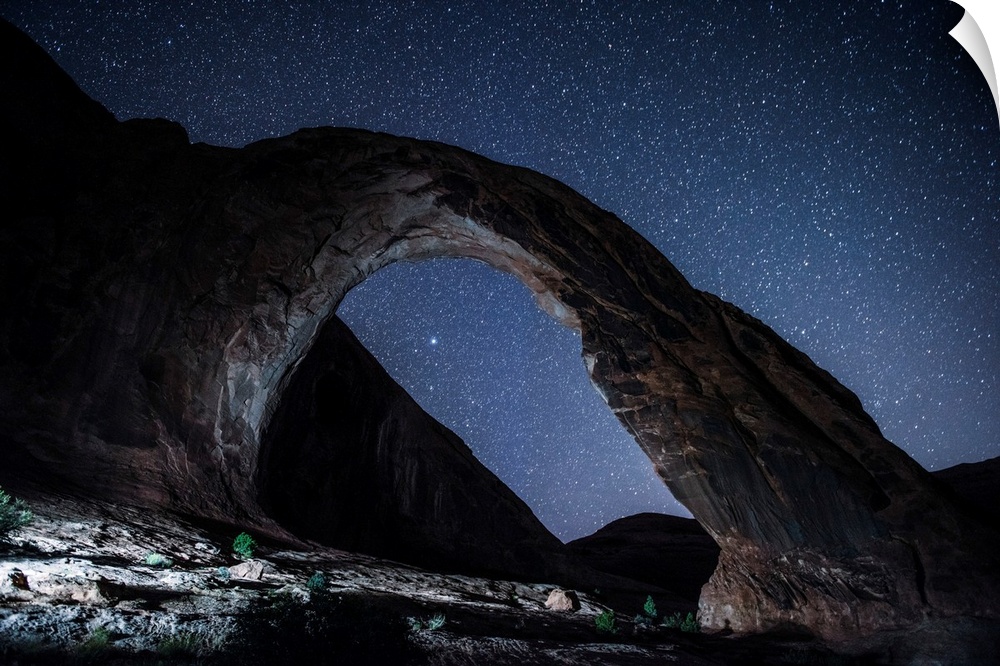 View of the west side of Corona Arch, also known as Little Rainbow Bridge, near Arches National Park in Utah.