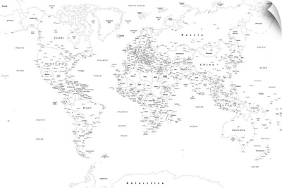 World Map - Outlines, Modern Text