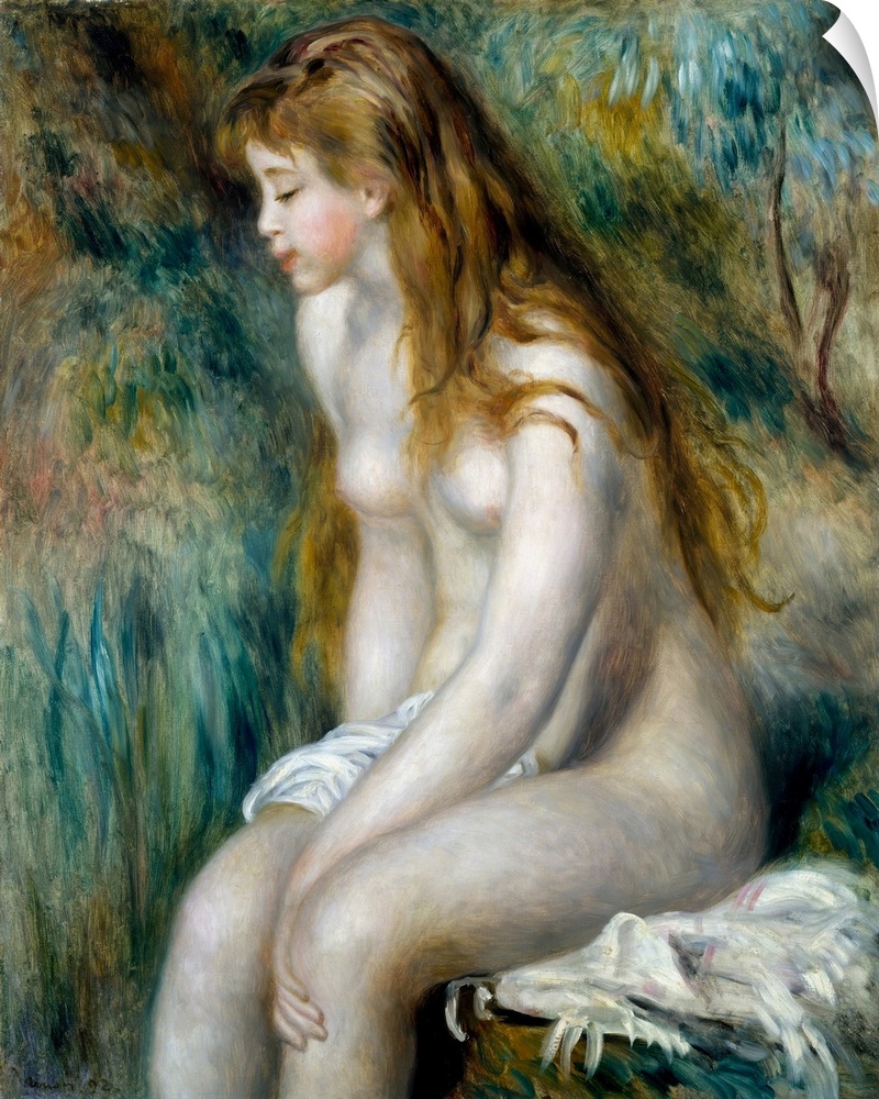 Pierre Auguste Renoir painted a great many canvases of single bathers in outdoor settings, timeless studies of fulsome you...