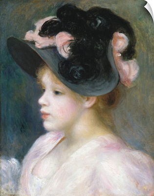 Young Girl in a Pink-and-Black Hat