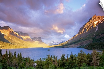 A clearing storm at dawn over Saint Mary Lake