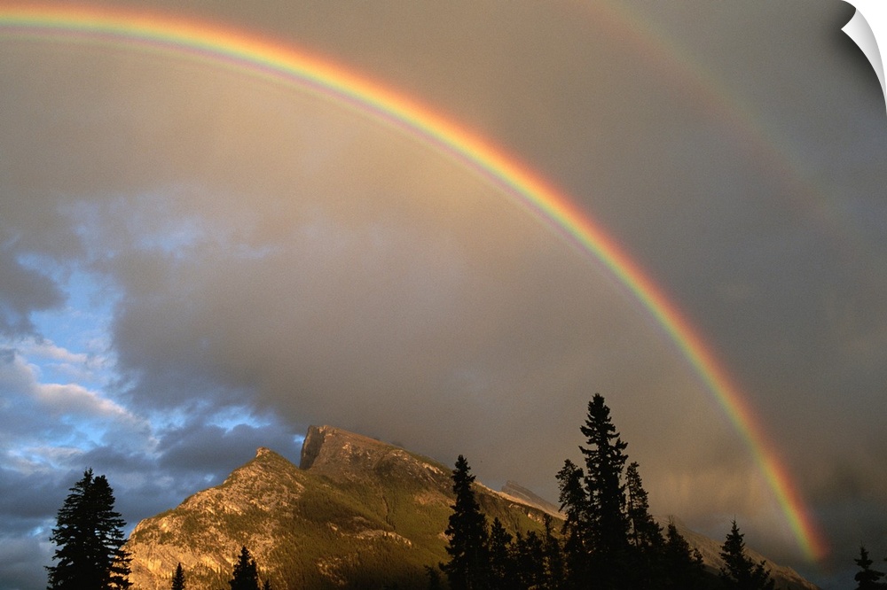 Rainbow over Mt. Rundle after an early evening thunderstorm.