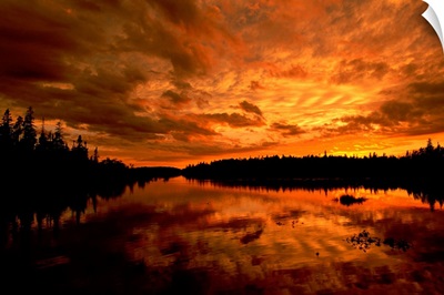 Orange sunset over a lake