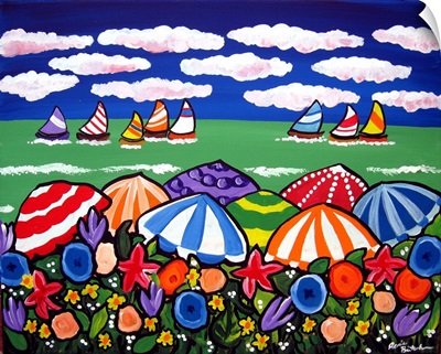 Beach Umbrellas and Sailboats