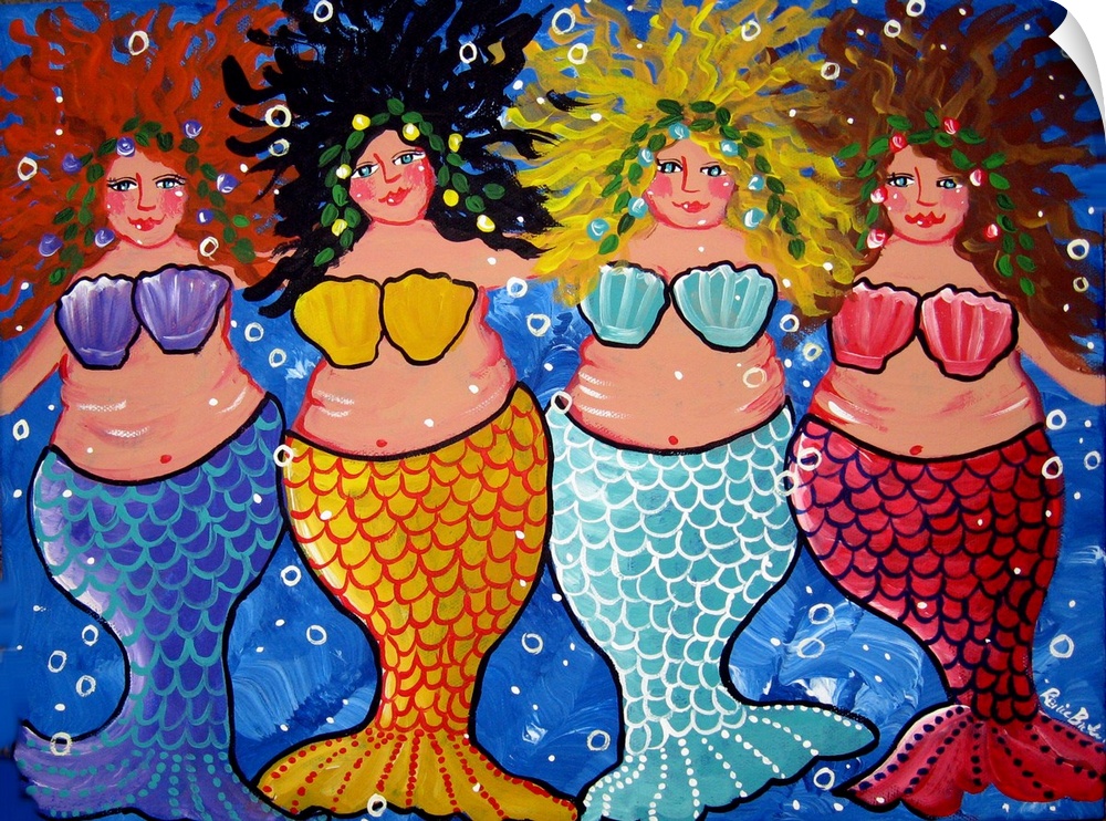 Four chubby and colorful Mermaids