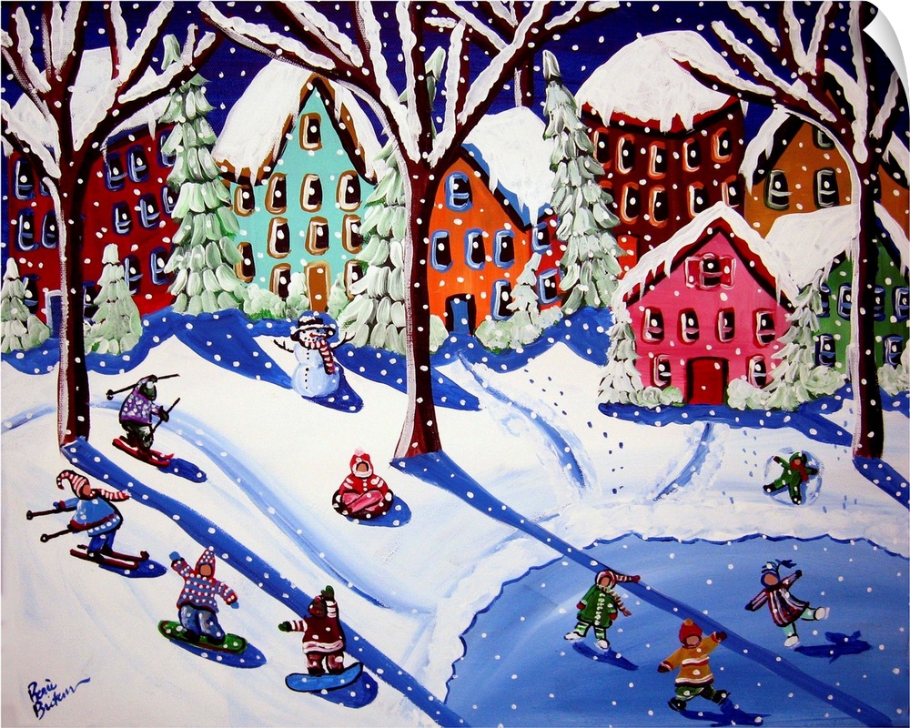 This painting is recognizing all the kids who love winter sports and dream of going to the Olympics someday, doing what th...