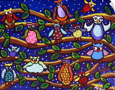 Tree Full of Owls Folk Art