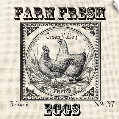 Farmhouse Grain Sack Label Chickens