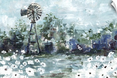 Windmill and Daisies Landscape