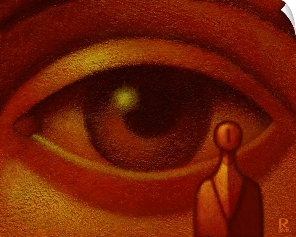 Conceptual painting of Big Brother's GIANT eyeball watching you.