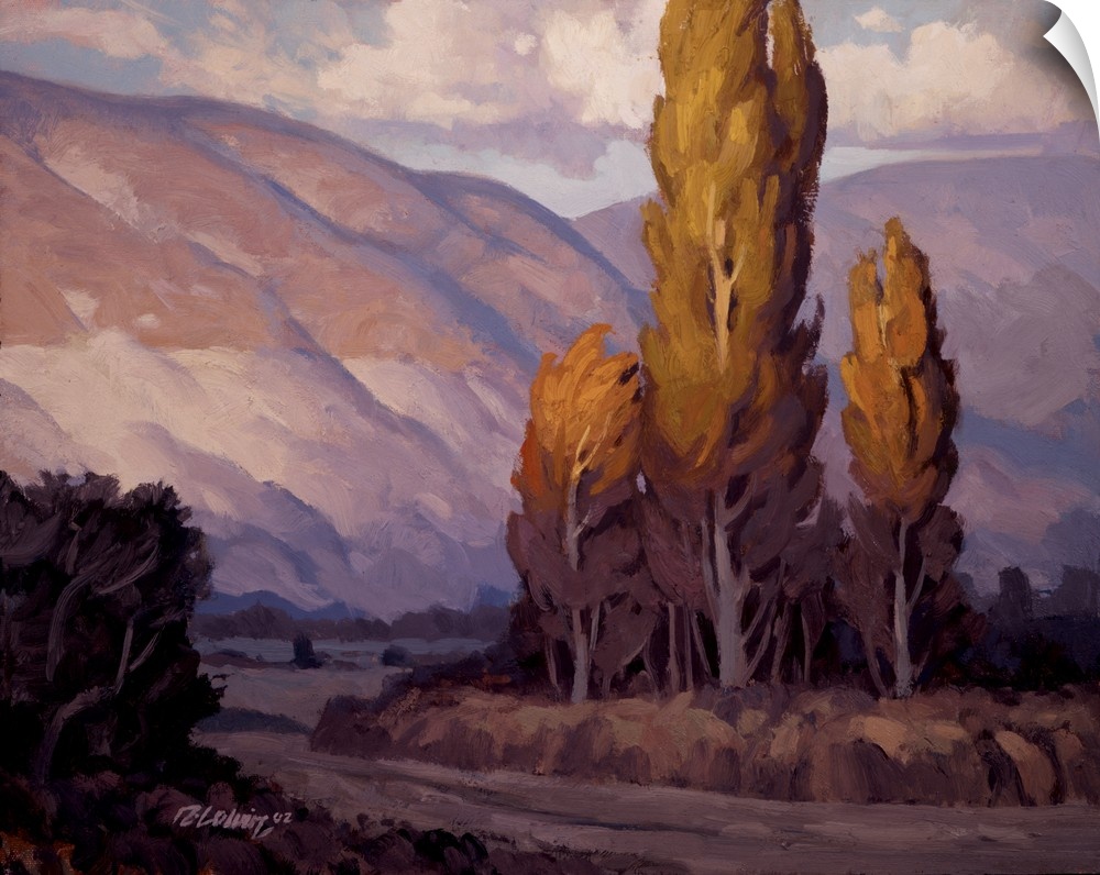 Purple toned landscape painting of evening light on the Wasatch Mountains.