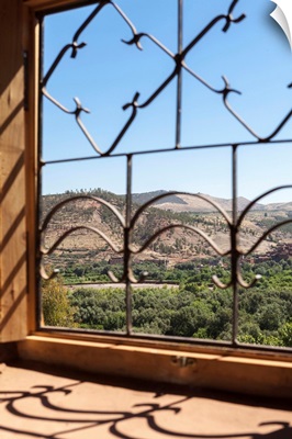 A view of the Ourika Valley as glimpsed through window, Morocco, Africa