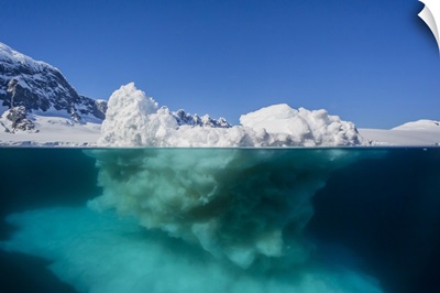 Above And Below View Of Glacial Ice Near Wiencke Island, Neumayer Channel, Antarctica