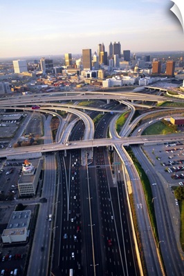 Aerial of highways leading to Atlanta, Georgia