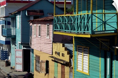 Brightly painted architecture, Puerto Plata, Dominican Republic, West Indies, Caribbean