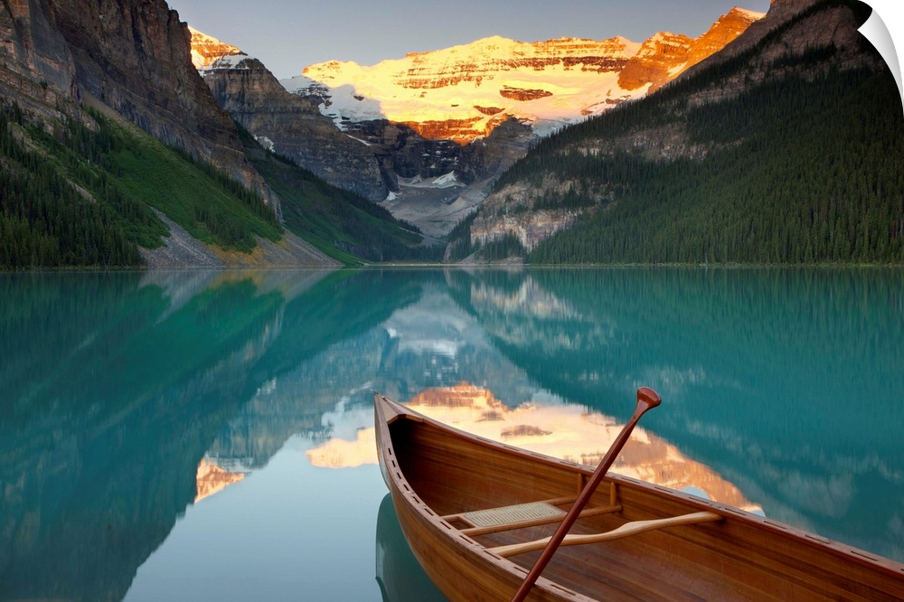 Canoe on Lake Louise, Banff National Park, Alberta, Rocky Mountains, Canada
