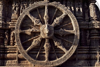 Carved chariot wheel, Sun Temple dedicated to the Hindu sun god Surya, India