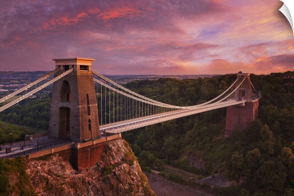 Clifton Suspension Bridge at sunset, Clifton Downs, Bristol, England, United Kingdom, Europe