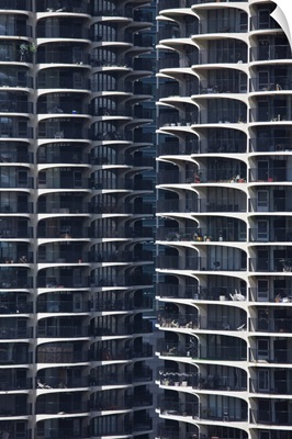 Close-up of Marina City's twin towers, Chicago, Illinois